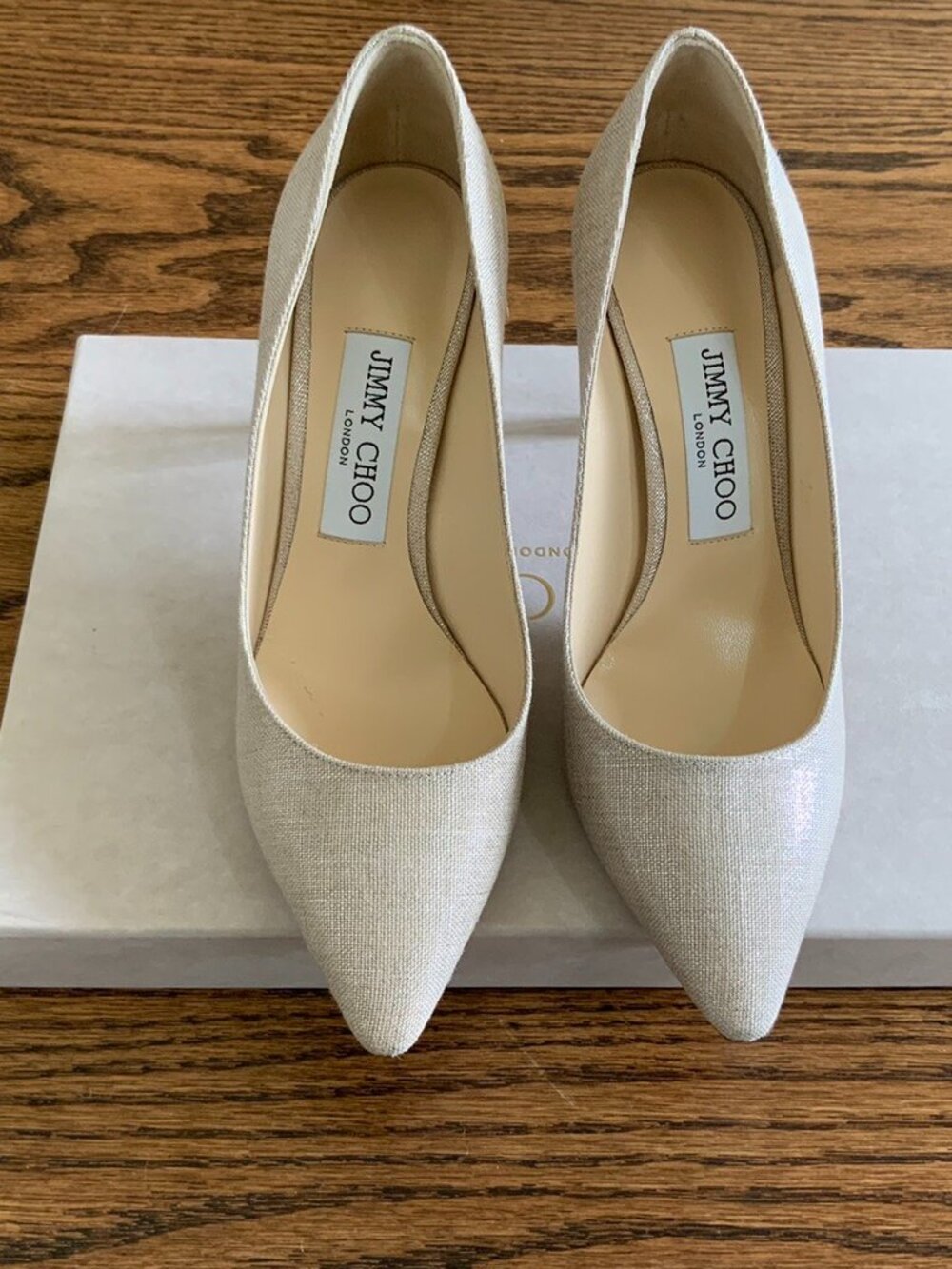 Jimmy choo romy 85 Pumps Natural/silver Metallic Linen